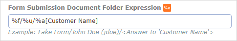Example of a custom data destination folder name 