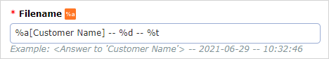 Example of a custom document filename