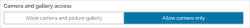 Image question camera permissions options