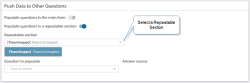 The Push Data to Other Questions section on the Options tab of a Dropdown question type.