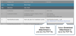 On the form submissions details page, you can view the submitted PDF files or download the annotated file to your device.