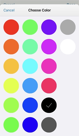 Sketch pad colour selector for iOS