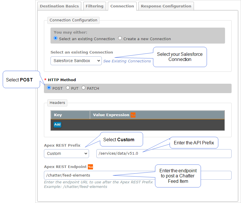 Post A Chatter Feed Item Using The Salesforce Apex REST Data Destination