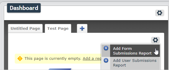 "Add Form Submissions Report" dashboard setting