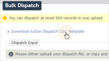 Link to download the Dispatch CSV Template
