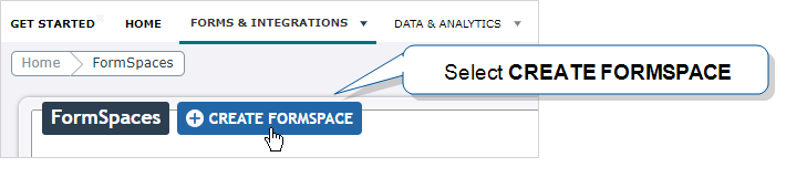 The Create FormSpace option.