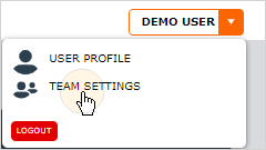 User options "User Profile" and "Team Settings"