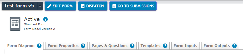 "Go to Submissions" viewable on Form portal page
