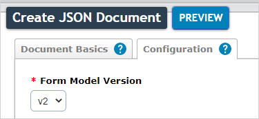 Form Model Version selector for a JSON document