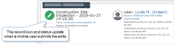 A record in the Completed (Corrected) status. This means a mobile user has completed the edits requested by the admin user.