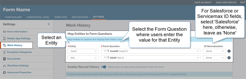 Form Settings Mappings
